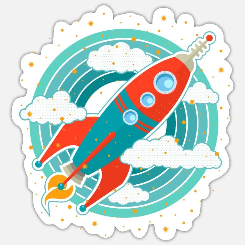Retro Rocket (circles) Sticker size S (10 x 10 cm)