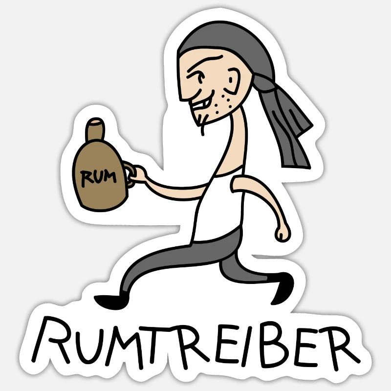 Pirat mit Rum Sticker Größe S (10 x 10 cm)