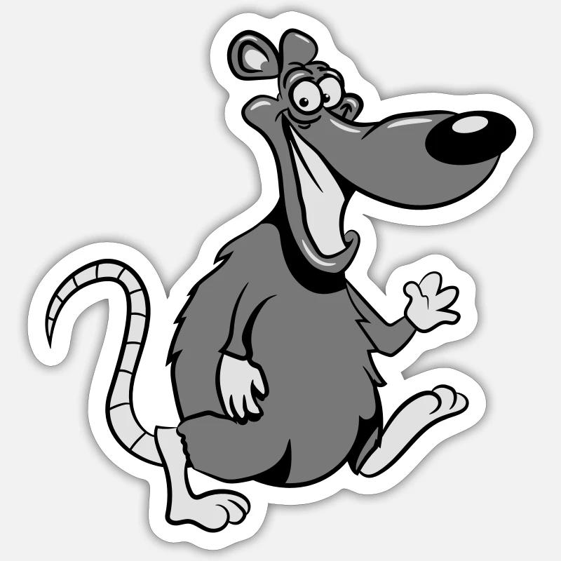 rat doux bonjour cher - Sticker taille S (10 x 10 cm) - blanc mat