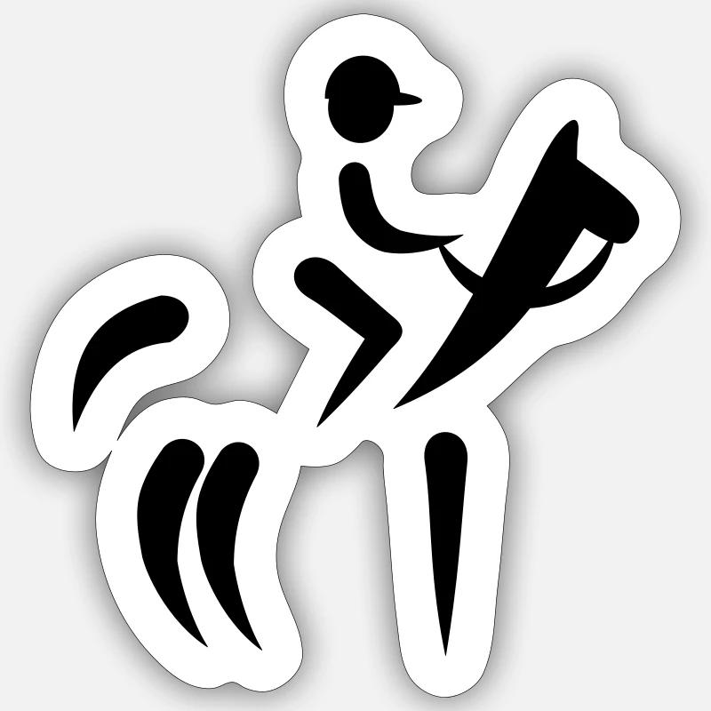 équitation - Sticker taille S (10 x 10 cm) - blanc mat