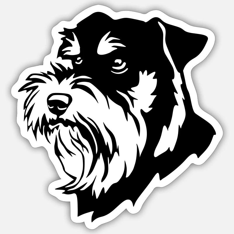 Tête Schnauzer - Sticker taille S (10 x 10 cm) - blanc mat