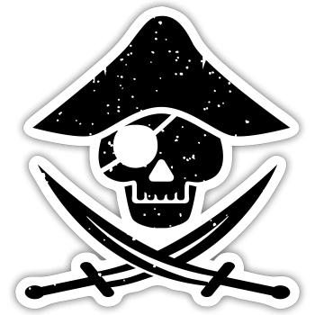 Pirates, Skulls, Bones, Vintage, Halloween, Gifts - Sticker taille S (10 x 10 cm) - blanc mat - Devant