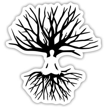 Yoga Meditation, Baum mit Wurzeln - Sticker Größe S (10 x 10 cm) - Mattweiß - Vorne