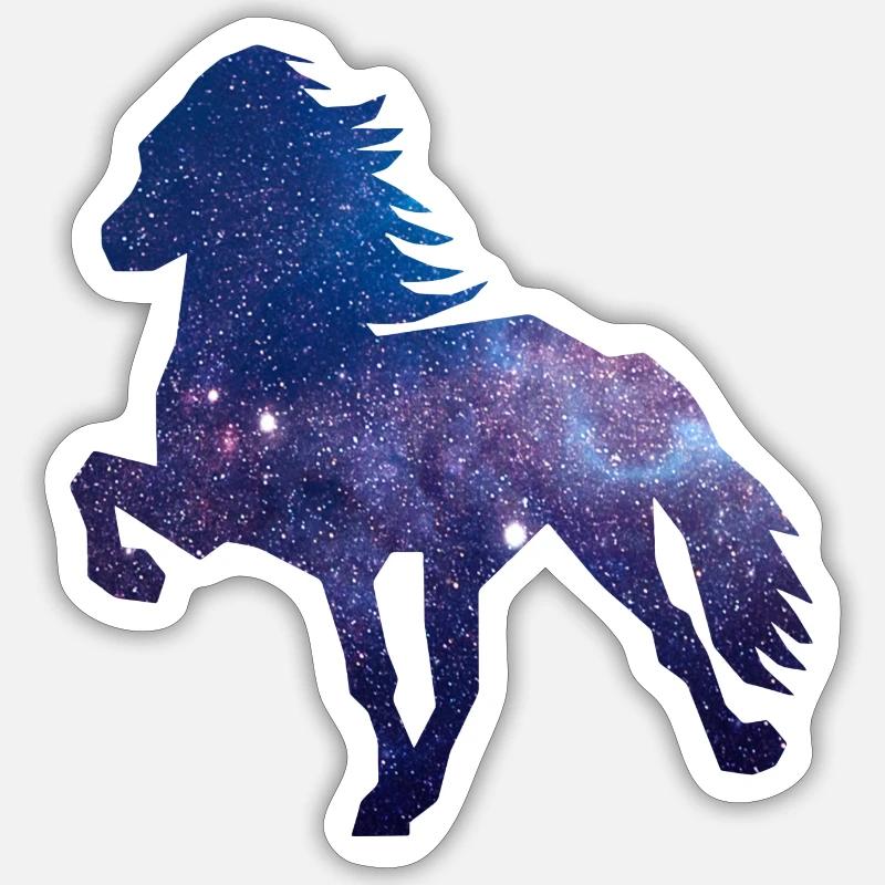 Islandpferd Space1 - Sticker taille S (10 x 10 cm) - blanc mat