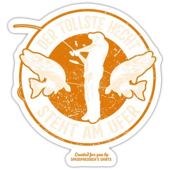Der tollste Hecht - Sticker Größe S (10 x 10 cm) - Mattweiß - Vorne