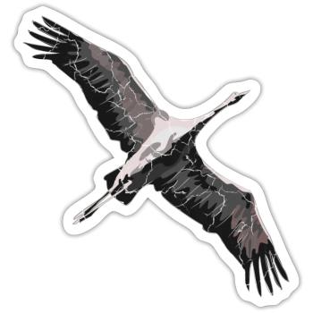 Kranich beim Flug in den Süden - Sticker Größe S (10 x 10 cm) - Mattweiß - Vorne