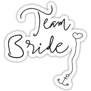 Team Bride Anker Herz Luftballon - Sticker Größe S (10 x 10 cm) - Mattweiß - Vorne