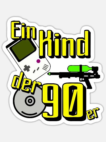 90er Party , Mottoparty , 90er Retro Game (25) - Sticker Größe S (10 x 10 cm) - Mattweiß