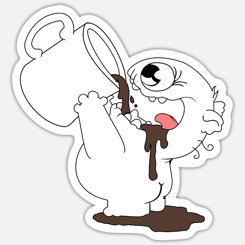 Café Monster - Sticker taille S (10 x 10 cm) - blanc mat
