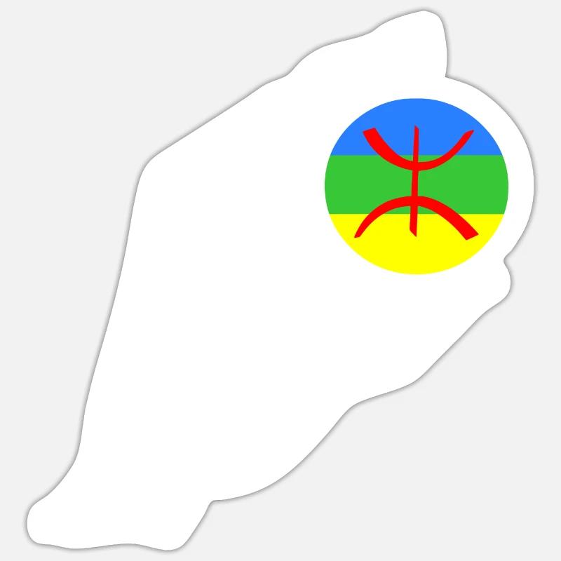 Drapeau de la main Amazigh - Sticker taille S (10 x 10 cm) - blanc mat