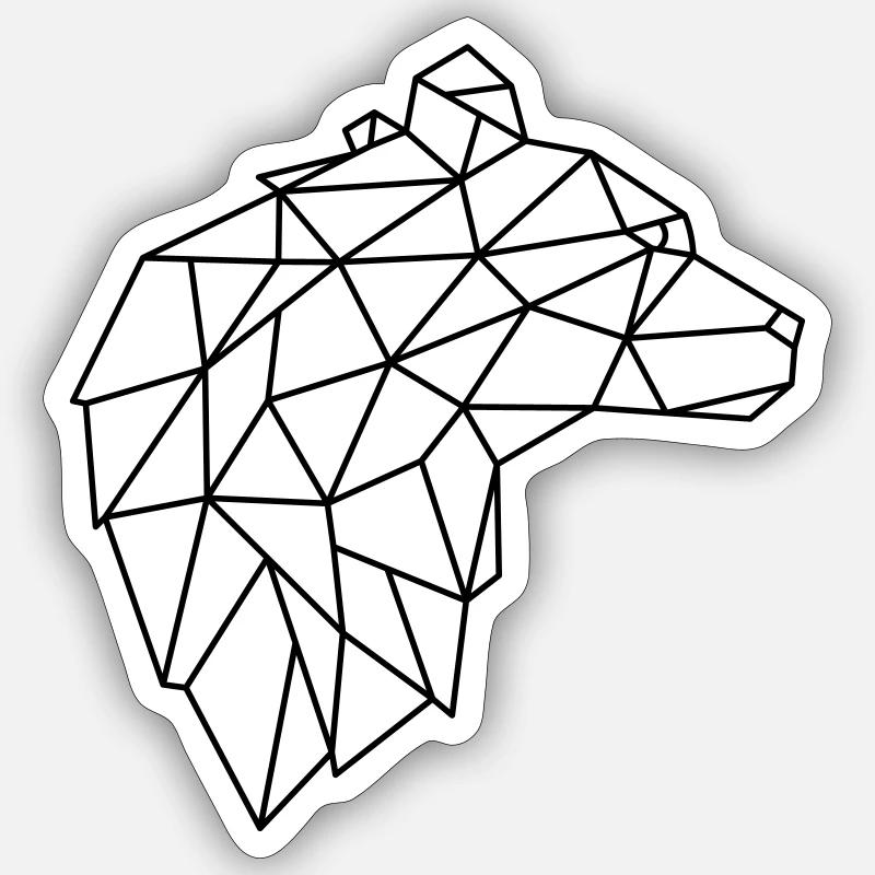 Ours géométrie baer nature forêt idée cadeau - Sticker taille S (10 x 10 cm) - blanc mat