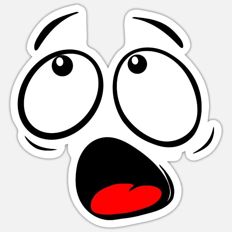 Funny face amazed - Sticker size S (10 x 10 cm) - white matte