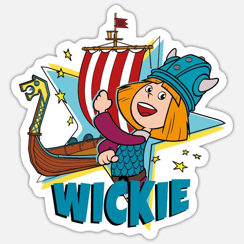 Vic le Viking Vikings - Sticker taille S (10 x 10 cm) - blanc mat