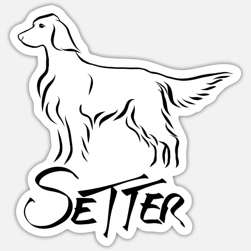 Setter standing - Sticker size S (10 x 10 cm) - white matte