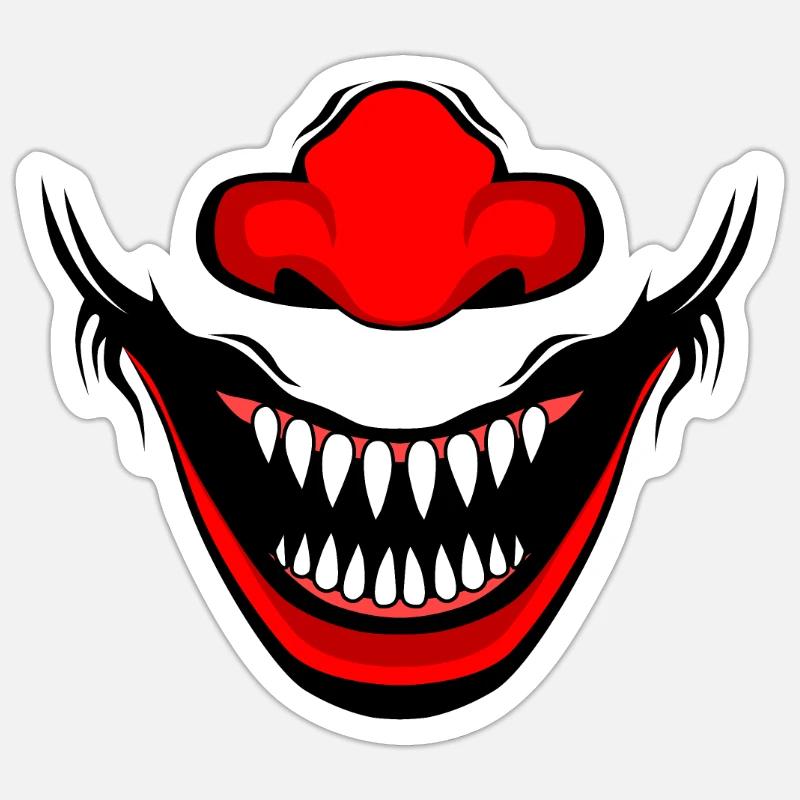 Evil horror clown, face psycho killer clown - Sticker size S (10 x 10 cm) - white matte