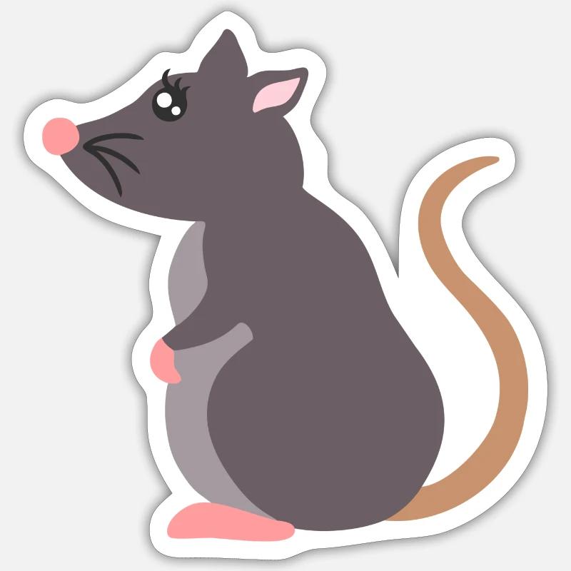 Ratte - Sticker Größe S (10 x 10 cm) - Mattweiß