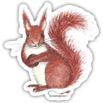 Eichhörnchen - Sticker Größe S (10 x 10 cm) - Mattweiß - Vorne