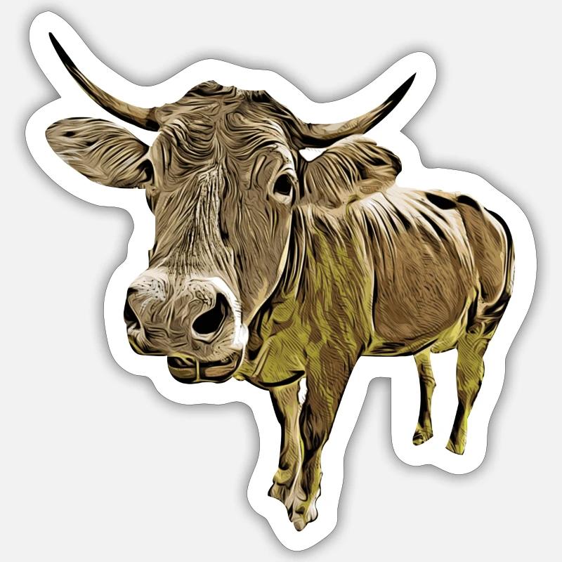 Lustige Kuh - Sticker Größe S (10 x 10 cm) - Mattweiß