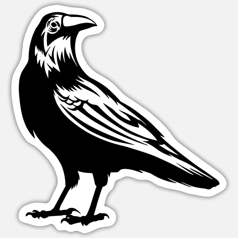 Corbeau - corbeau - Sticker taille S (10 x 10 cm) - blanc mat