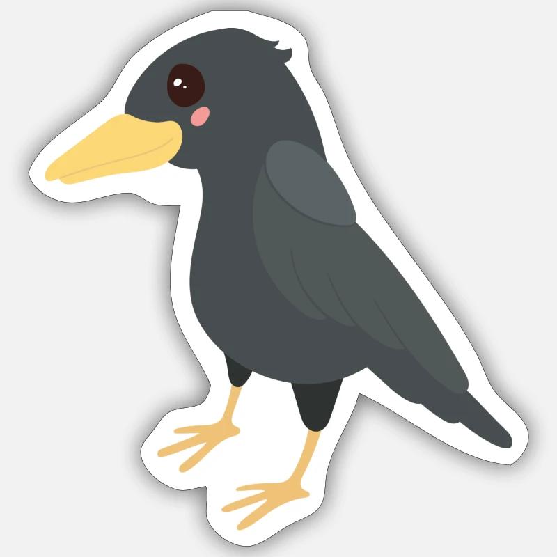 corbeau - Sticker taille S (10 x 10 cm) - blanc mat