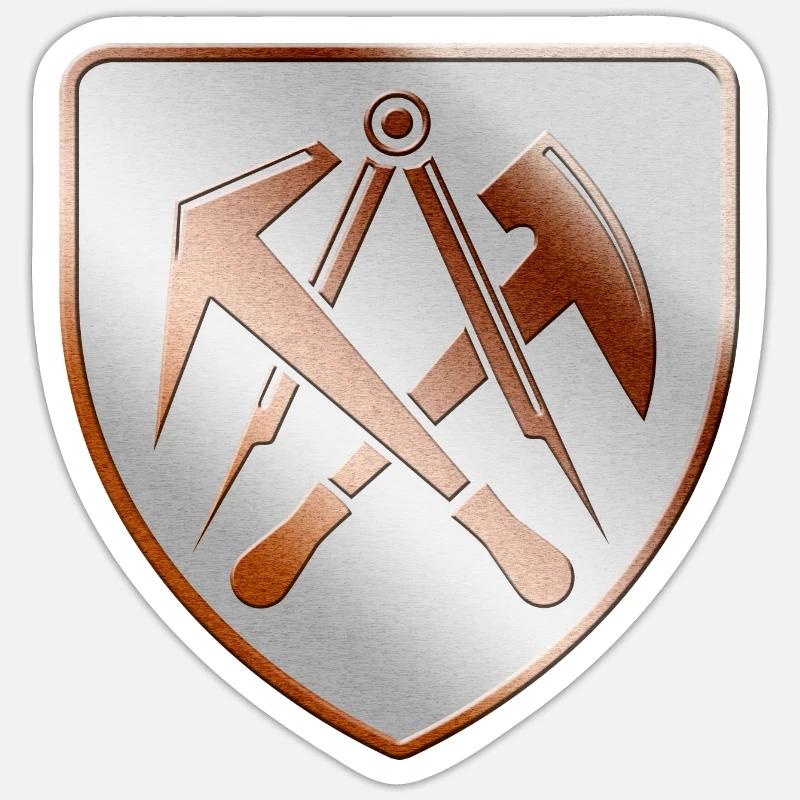 Dachdecker Wappen Schild in 3D - Sticker Größe S (10 x 10 cm) - Mattweiß