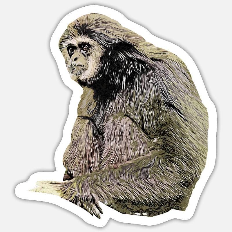 Gibbon - Sticker taille S (10 x 10 cm) - blanc mat