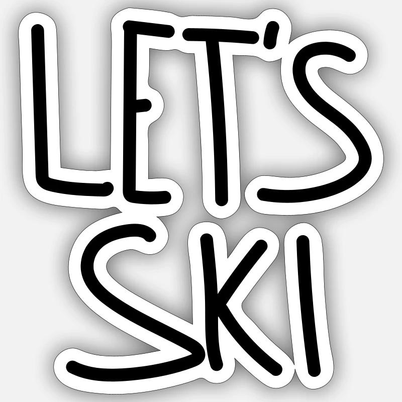 Let's ski - Sticker size S (10 x 10 cm) - white matte