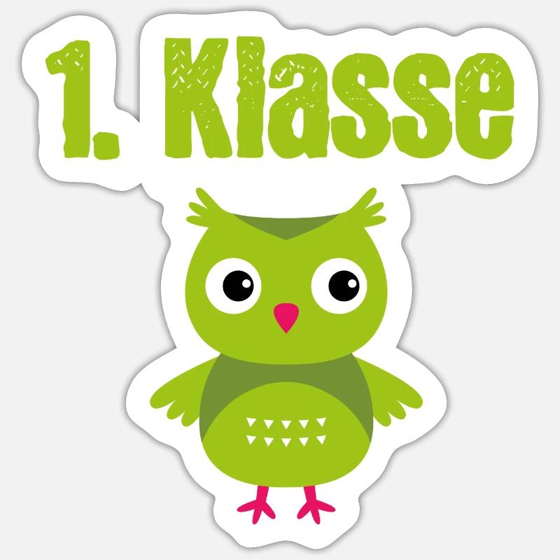 erste Klasse eule - Sticker Größe S (10 x 10 cm) - Mattweiß