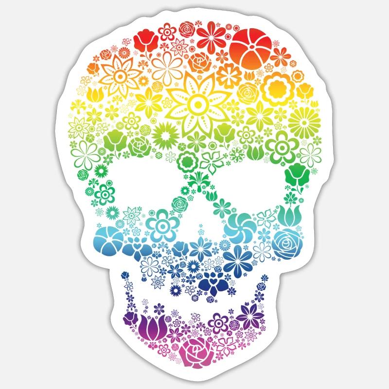 Skull colors - Sticker taille S (10 x 10 cm) - blanc mat