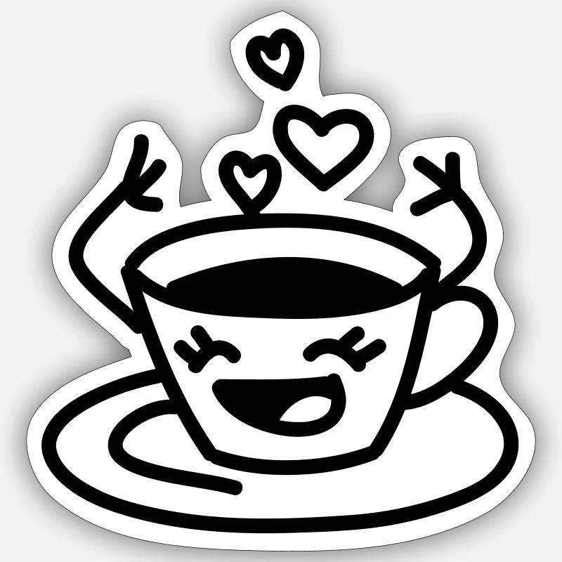 Coffee Cup Love - Sticker size S (10 x 10 cm) - white matte