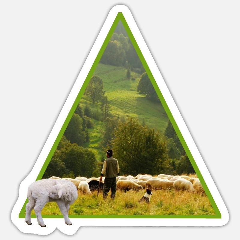 schaf mit schäfer Sticker Größe S (10 x 10 cm)