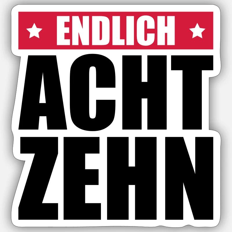endlich 18 jahre - Sticker Größe S (10 x 10 cm) - Mattweiß