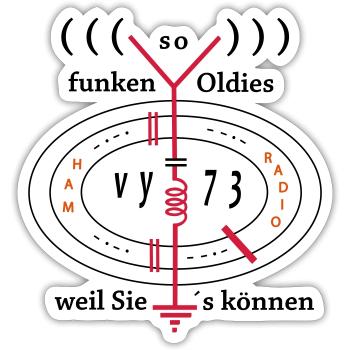 Amateurfunker, Oldies funken weil Sie`s können - Sticker Größe S (10 x 10 cm) - Mattweiß - Vorne