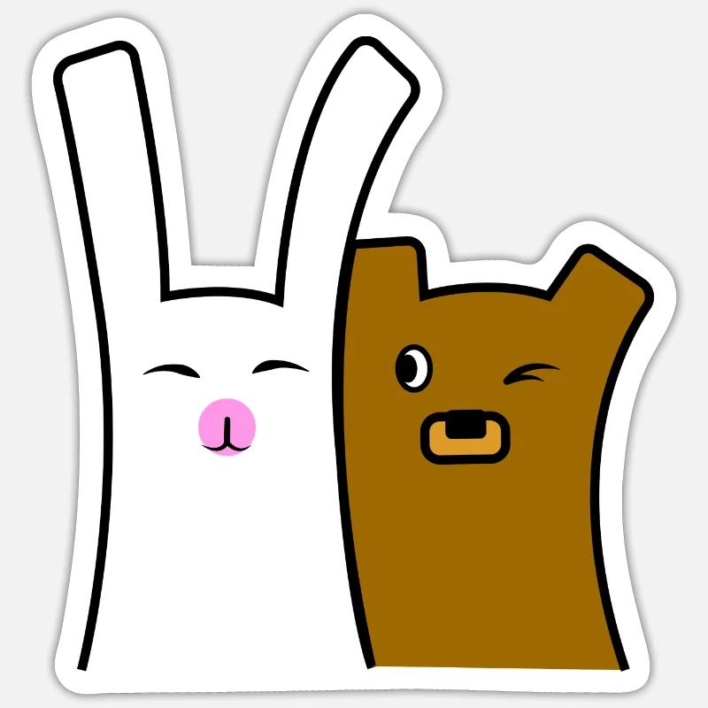 Rabbit and bear Sticker size S (10 x 10 cm)