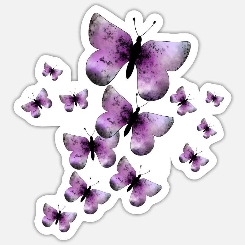 Papillons - Sticker taille S (10 x 10 cm) - blanc mat