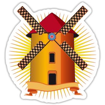 goldene Windmühle mit strahlendem Hintergrund - Sticker Größe S (10 x 10 cm) - Mattweiß - Vorne