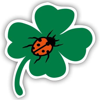 Lucky Cloverleaf Ladybug - Sticker size S (10 x 10 cm) - white matte - Front