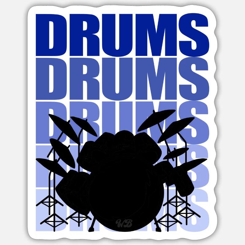 Drums blue - Sticker size S (10 x 10 cm) - white matte