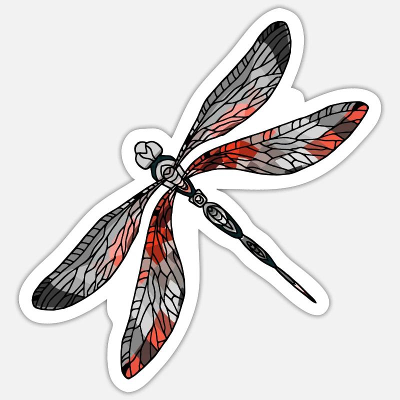 Libelle - Sticker Größe S (10 x 10 cm) - Mattweiß