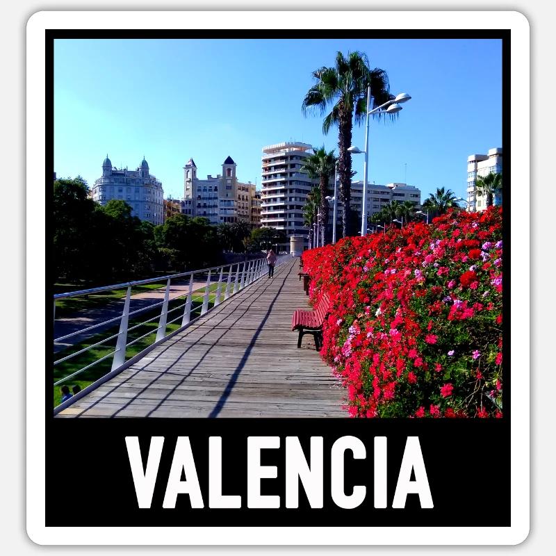 Pont de fleurs à Valence Sticker taille S (10 x 10 cm)