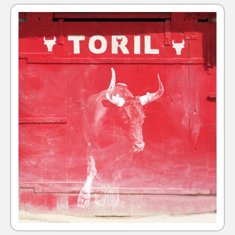 Taureau devant le Toril Camargue Modifier Sticker taille S (10 x 10 cm)
