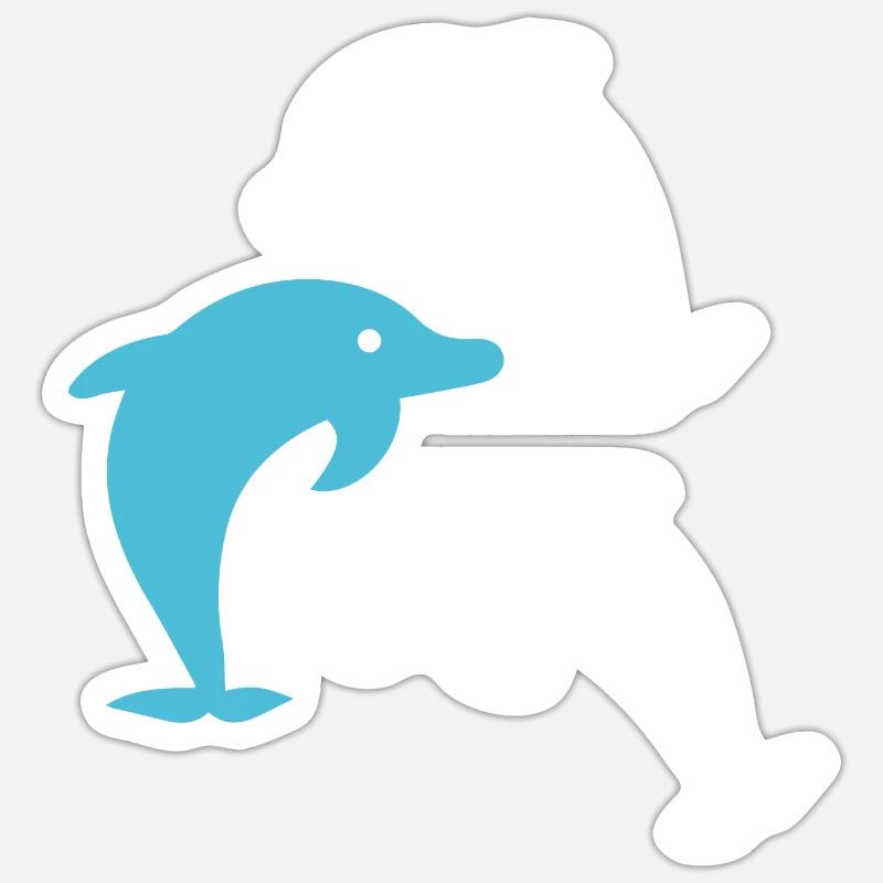 Dauphin dauphin - Sticker taille S (10 x 10 cm) - blanc mat
