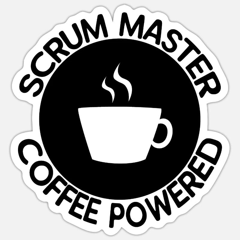 Scrum Master Coffee Powered - Sticker size S (10 x 10 cm) - white matte