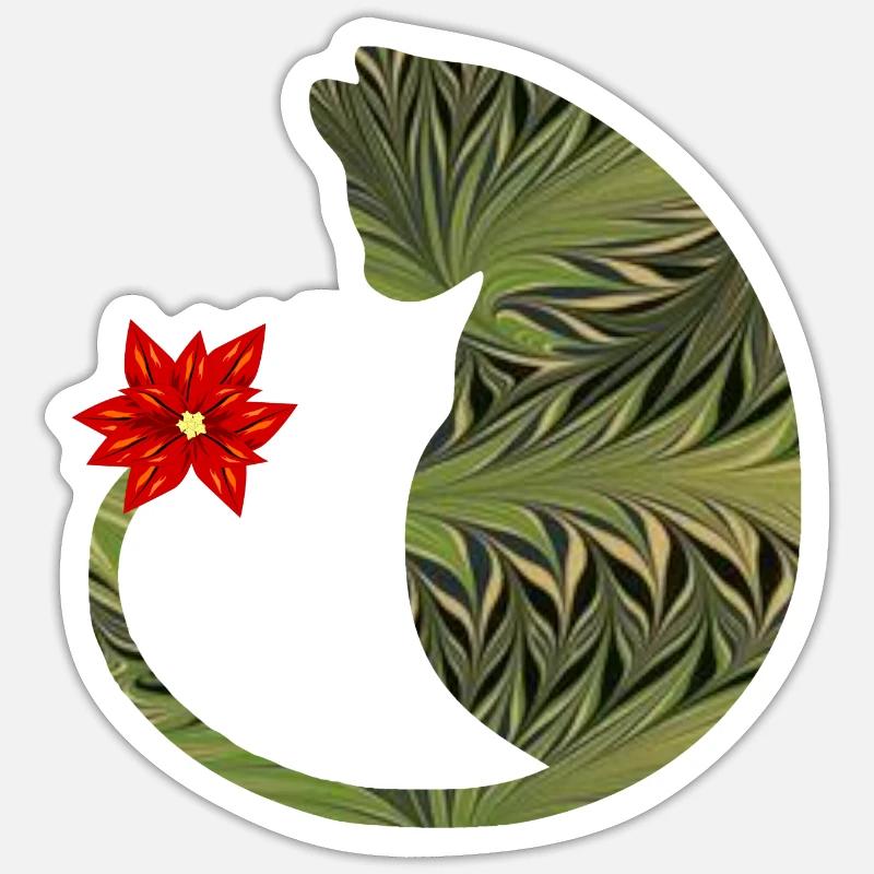 chat avec fleur e 101 Sticker taille S (10 x 10 cm)