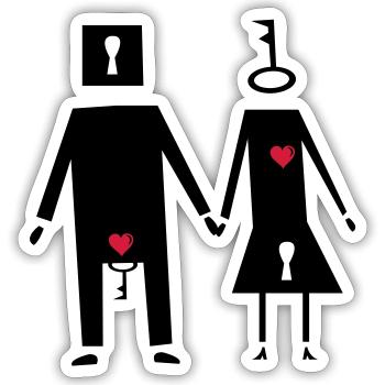 couple couple funny - Sticker size S (10 x 10 cm) - white matte - Front