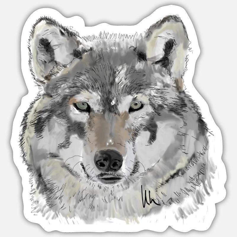 Wolf - Sticker Größe S (10 x 10 cm) - Mattweiß