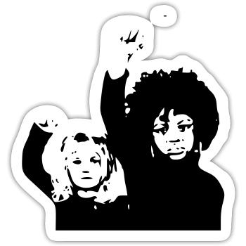 Riotgrrls - Sticker taille S (10 x 10 cm) - blanc mat - Devant
