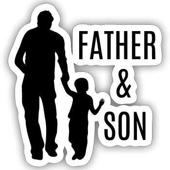 Bester Vater und Sohn Hand in hand Partnerlook - Sticker Größe S (10 x 10 cm) - Mattweiß - Vorne