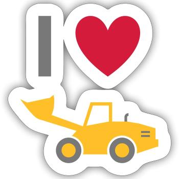 ★ Les couleurs de conception peuvent être modifiées ★ J'adore les chargeuses sur pneus - Sticker taille S (10 x 10 cm) - blanc mat - Devant