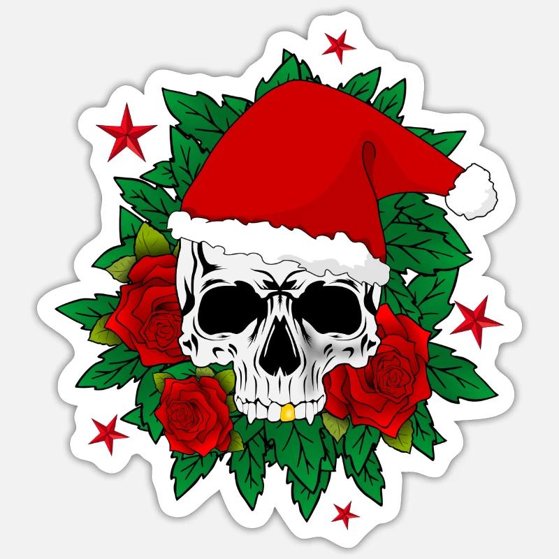 Crâne de X mas - Sticker taille S (10 x 10 cm) - blanc mat